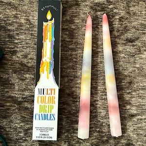 Iconic Multi Color Drip Candles, Set of Two.